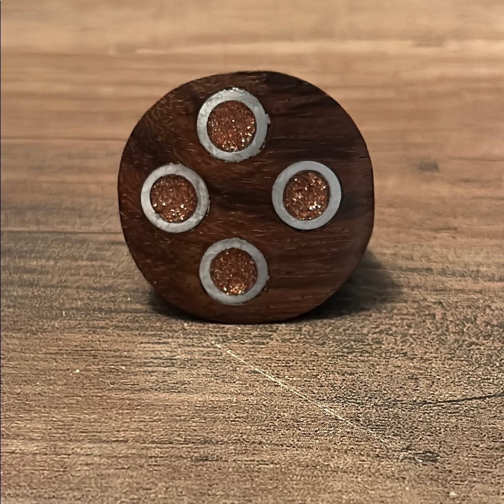 Wooden Ring with Silver and Copper Accents